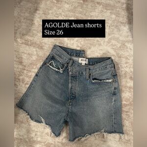 Agolde Light Blue Distressed High-Rise Jean Shorts